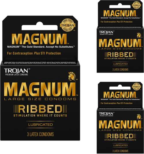 TROJAN MAGNUM RIBBED 3PK 6CT
