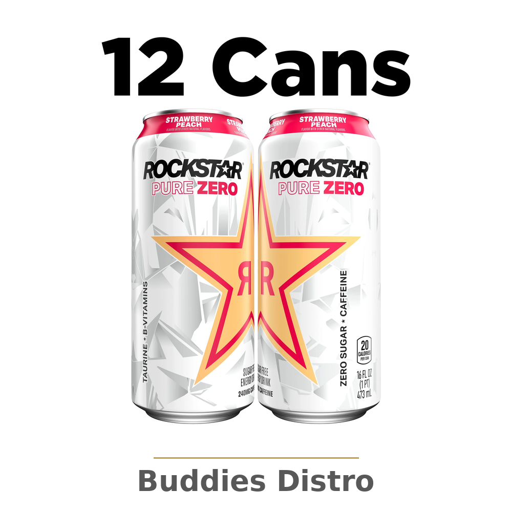 ROCKSTAR ZERO STRAW 16OZ 12PK